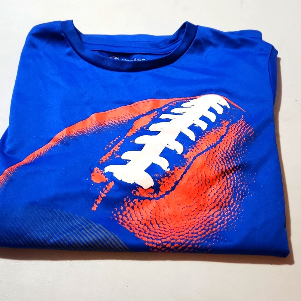 Champion youth large tshirt football blue & orange